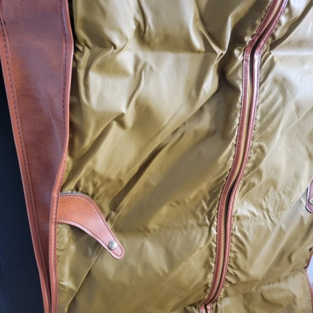 Vintage‎ Airway Luggage Garment Bag Leather Trim Suit Carrier Travel Luggage